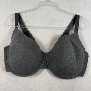 Adore Me Charcoal Gray Heather Lace Trim Nursing Bra 44G N4251AMX